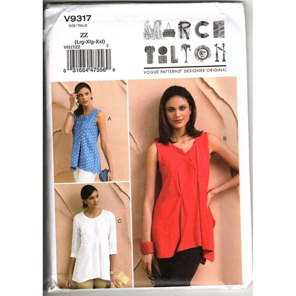 Vogue V9317 Misses L to XXL Marcy Tilton Knit Pullover Top UNCUT Sewing Pattern